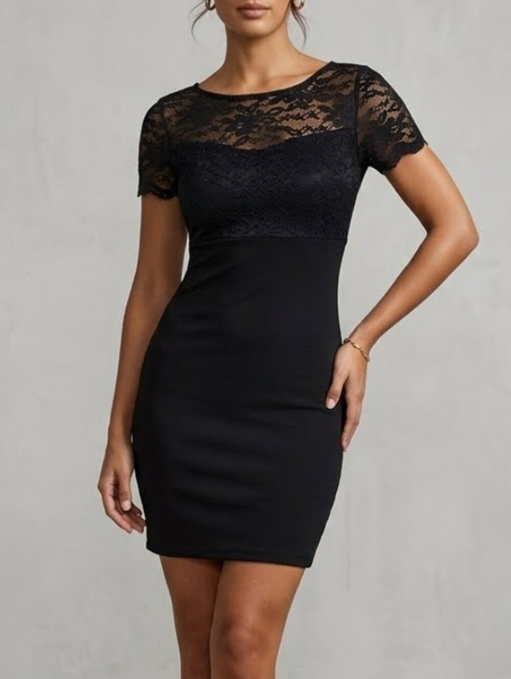 One Clothing Lace Top Form Fitting Black Mini Dress